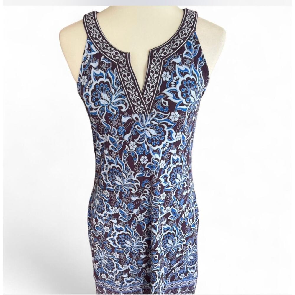 Sleeveless Blue Floral Midi Dress - Unbranded